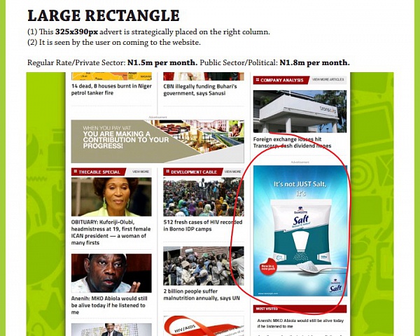 Advertising with TheCable Large Rectangle (Regular Rate/Private Sector)